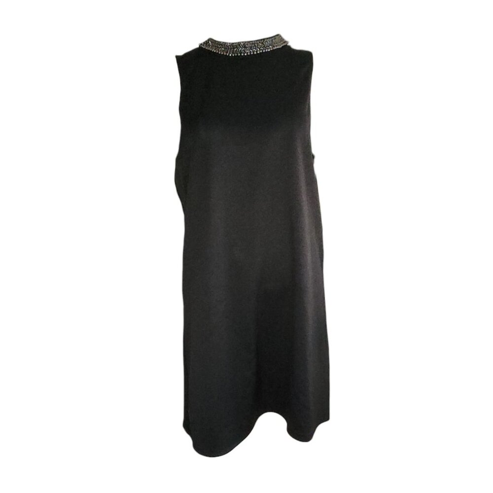 Socialite Dress Womens Size XL Solid Black Jeweled Beaded Neckline Sleeveless‎